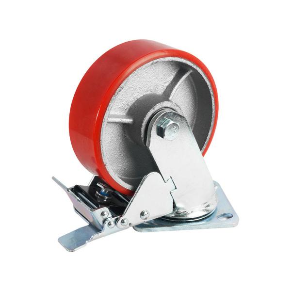 4 5 6 8 10 Inch Red PU Steel Iron Core Heavy Duty Caster Wheel