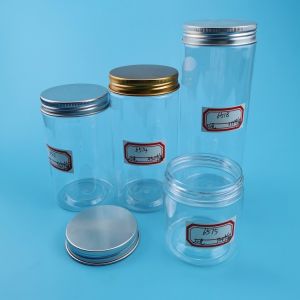 China 120ml 200ml 250ml 500ml Clear Plastic Pet Jar With Aluminum Lid  Food Grade on sale