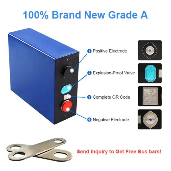 LiFePO4 Lithium Battery Prismatic Battery Cell Wholesale Custom 3.2V 50AH 100AH 150AH 280AH Solar Energy Storage Battery