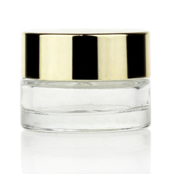 3ml 15ml 20ml Cosmetic Cream Jar Glass Clear With Gold Lids