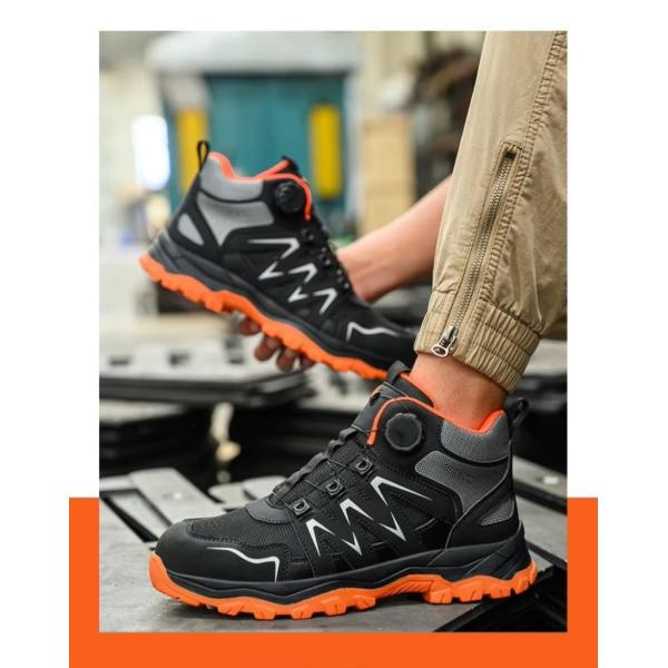 Orange Microfiber Men's Safety Boots Steel Toe Kevlar Midsole Anti-smashing Work Boots