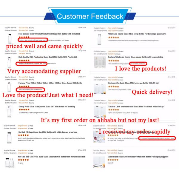 Transparent Glass Milk Bottles with Caps Glass Juice Bottle