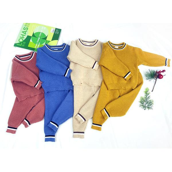 Unisex stripe knitted baby clothes set long sleeve knit baby girl sweater