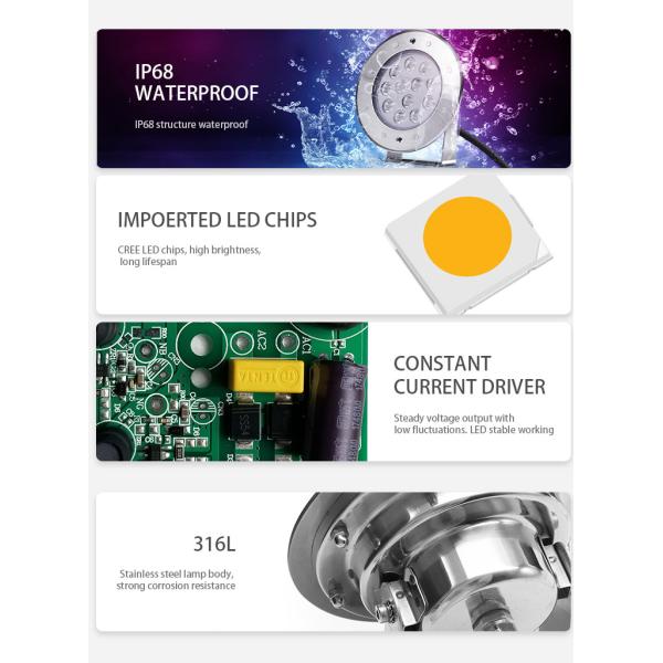 Waterproof IP68 9W Pool Inground Led Bulb White Color Aluminum Lamp Body