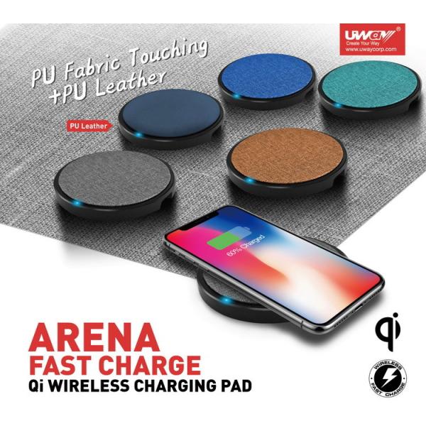 PU Fabric Texture 12V 2A Qi Wireless Charging Pad 15W Quick Charge