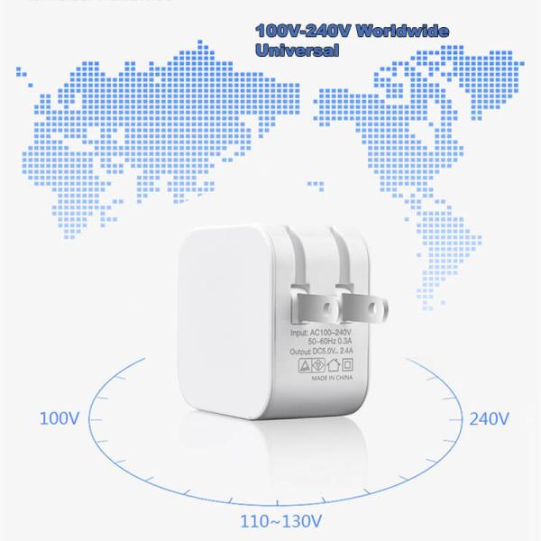 US EU AU UK JP Plug Fast USB Chargers Dual Socket Smart IC Chip