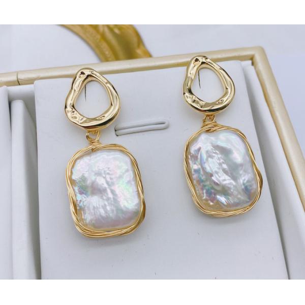 Natural Baroque Pearl Earring Fashion Irregular Pearl Dangle Earrings For Women Baroque Freshwater Pearls Hoop Earrings