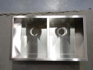 China Retail Handmade Brushed Stainless Steel Sink Undermount / Double Stainless Steel kitchen Sink on sale
