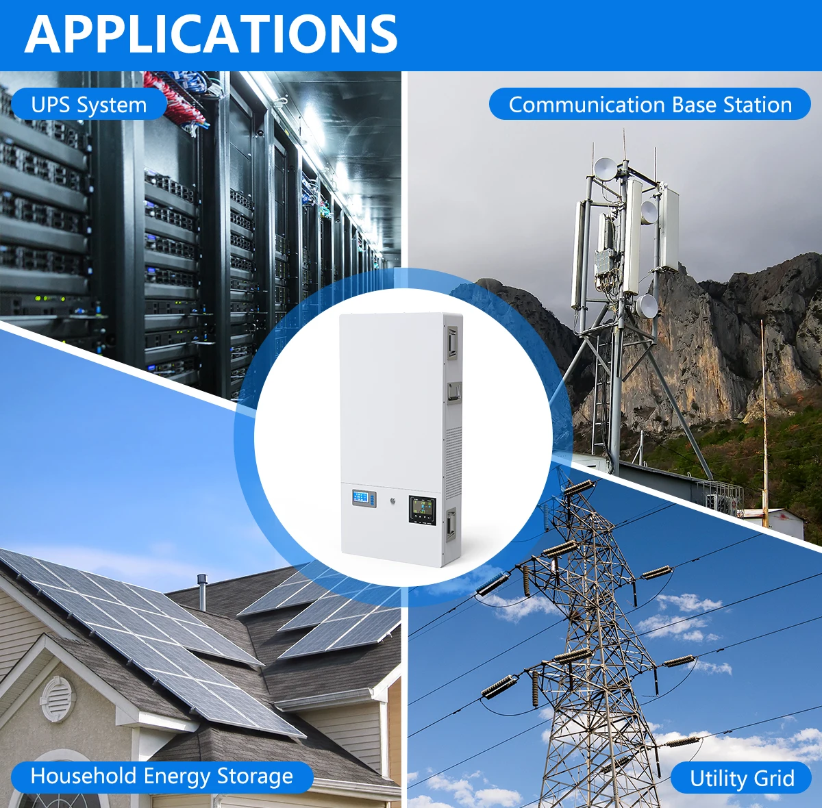 48V 200Ah Powerwall 10Kwh LiFePO4 Battery Built-In 200A BMS CAN RS485 51.2V 6000+ Cycles 10 Years Warranty For Solar Off