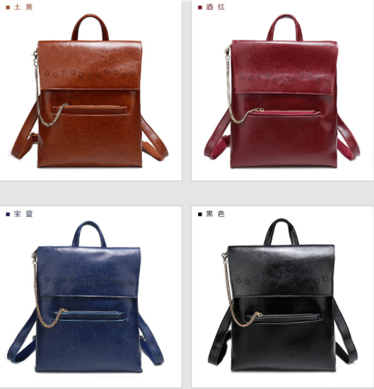 Fashion Oil Wax Leather Womens Backpack Bags , Ladies Multifunctional Shoulder Bag