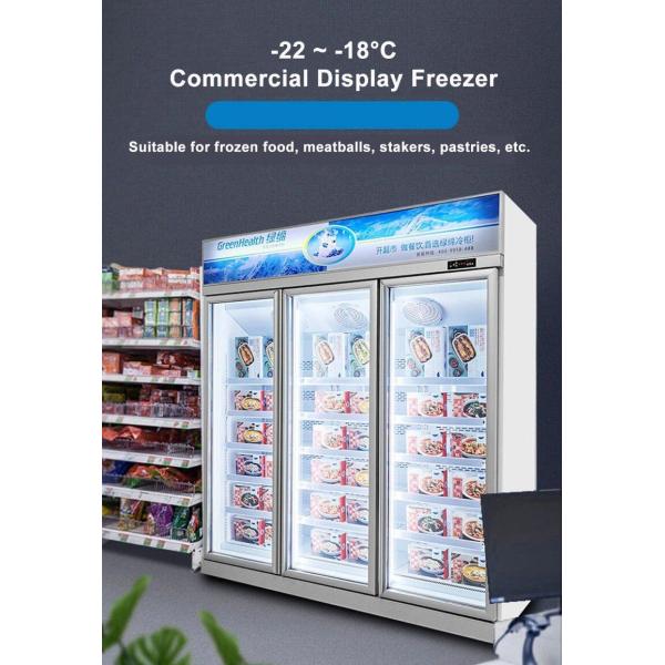 5 Adjustable Shelves Fan Cooling Glass Door Display Freezer For Commercial