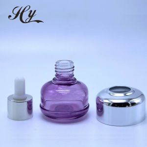 China Hanya 15ml Glass Cosmetic Dropper Bottles With Golden Press on sale