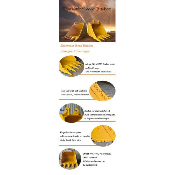 OEM Anti Wear Industrial Rock Bucket For Excavator Earthmoving Machinery