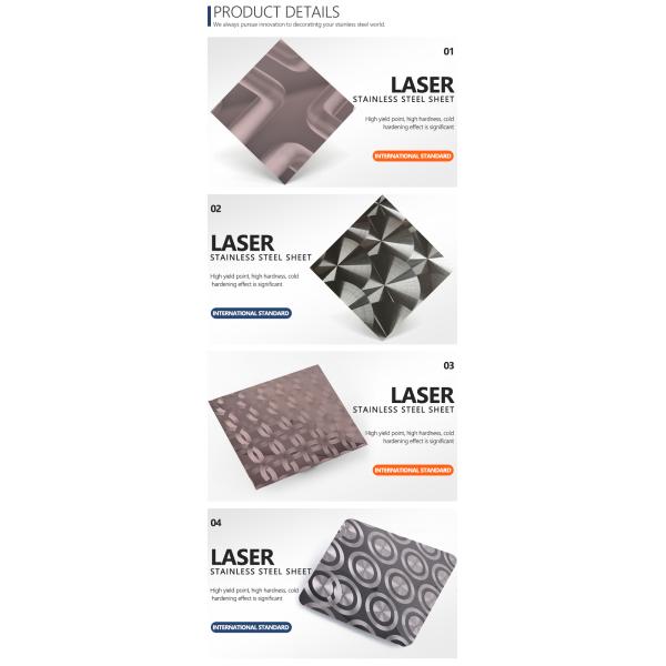 Etching Decorative Stainless Steel Sheet 304 316 Bright 3D Laser Finish Pvd Coated Rose Gold