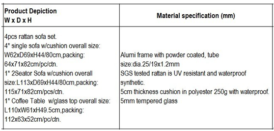 Pastoralism Home Indoor / Outdoor Rattan Sofa For Living Room