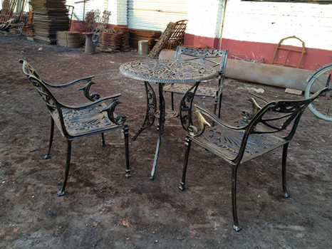 Patio Furniture Wrought Iron Antique Cast Iron Table And Chairs Powder Coating
