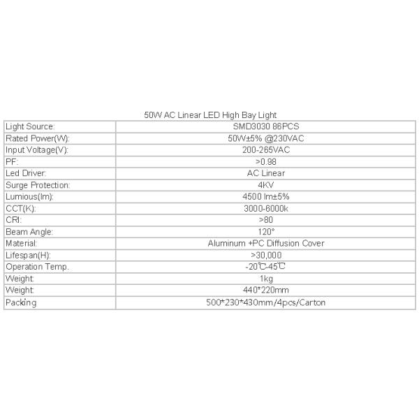 50W AC led High Bay light industry lighting AC Linear light