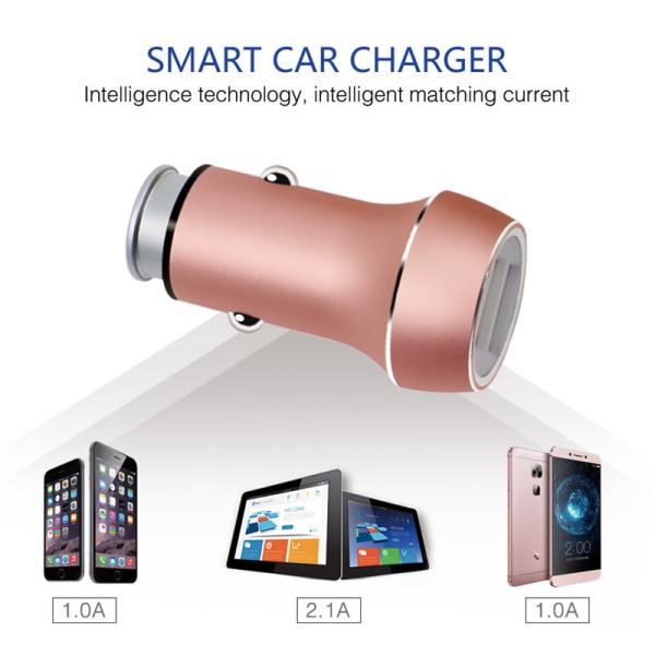 12V 3.1A Aluminium Alloy dual port usb cell phone smart car charger with rohs certificate for Smart Phone Tablets