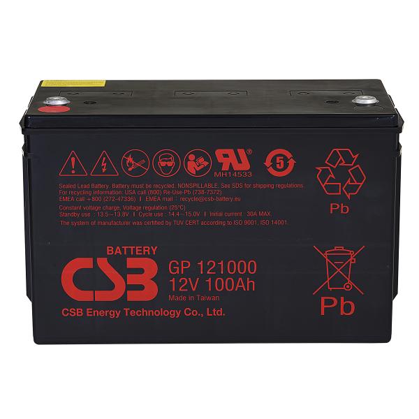 CSB Battery GP121000 12V 100Ah High Performance Rechargeable Maintenance-Free Lead Acid Battery 12V 100Ah