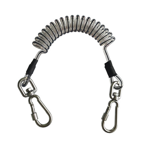 High Security Coiled Tool Lanyard Stretchable Transparent Heavy Duty Plastic
