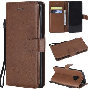 China Samsung S9 Pure Color Leather Wallet Protective Case with Card Slots wholesale