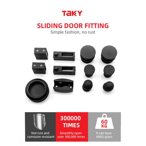 Round Tray Shape Black Sliding Shower Door Kit for 8-12mm Safe Glass Hardware Included