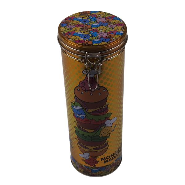 Round Empty Coffee Bean Tin With Airtight Lid 87*250mm Metal Coffee Canister