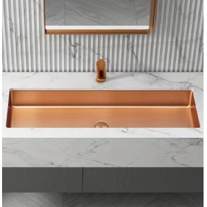 Bathroom Undermount Stainless Steel Vessel Sinks Satin Brushed Finish Rectangula