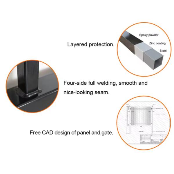 European Style 1.8M Tubular Steel Fence Security Metal Palisade Fence Panels