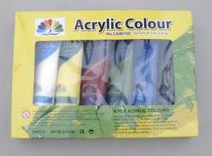 China 6 X 75ml Acrylic Paint Tubes Acrylic Paint Starter Colors Set For Wood / Paper / Glass wholesale