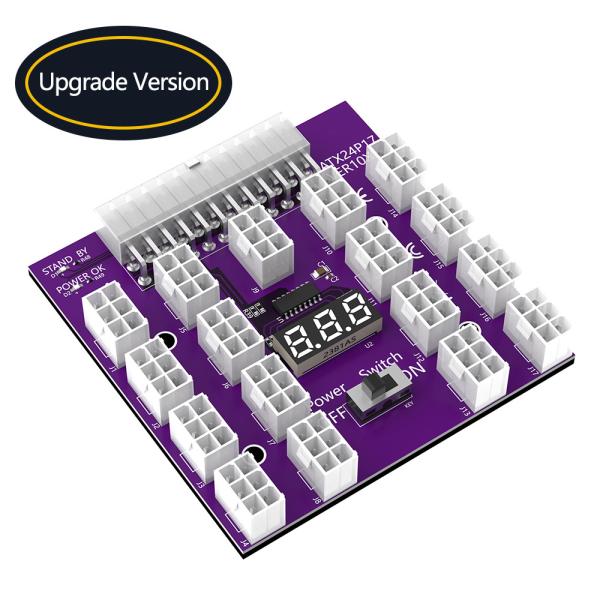 ATX 24PIN To 17 x 12V PCI-E 6Pin Connector Breakout Board Support Max 800W Computer Power Supply