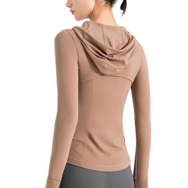 OEM ODM Breathable Hooded Yoga Top Solid Yogalicious Long Sleeve Tops