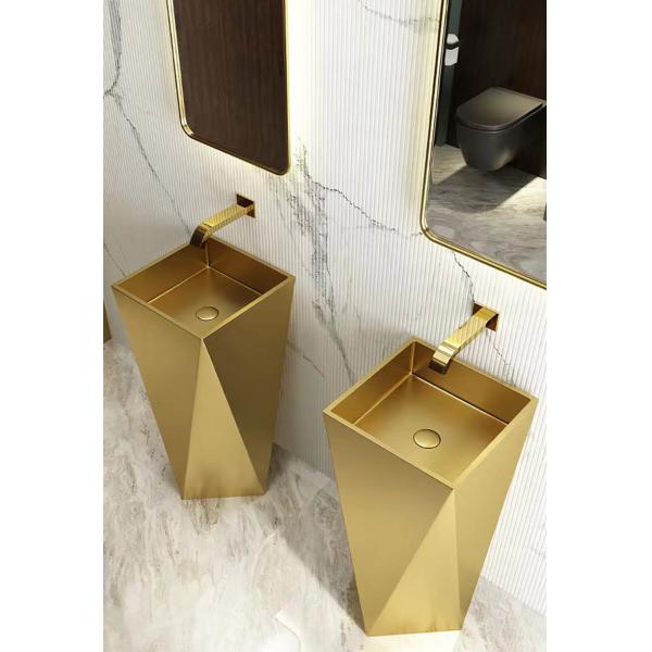 Brushed Finish Irregular Stainless Steel Pedestal Sink Floor Standing For Bathroom