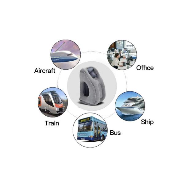 Waterproof Blow Up Travel Pillow , Black / Blue Self Inflating Travel Pillow