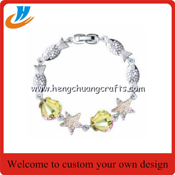 Zinc alloy Fashion Jewelry metal Bracelet with Diamond for custom