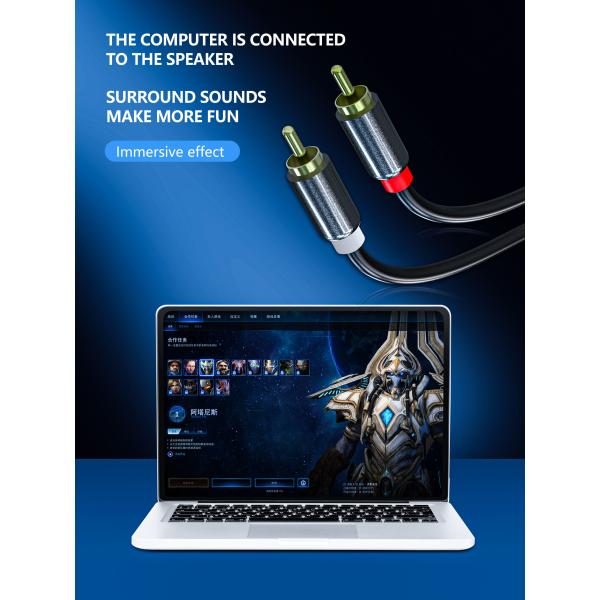 3.3ft RCA To RCA Audio And Video Cable Gold Plated For Home Theater OCC