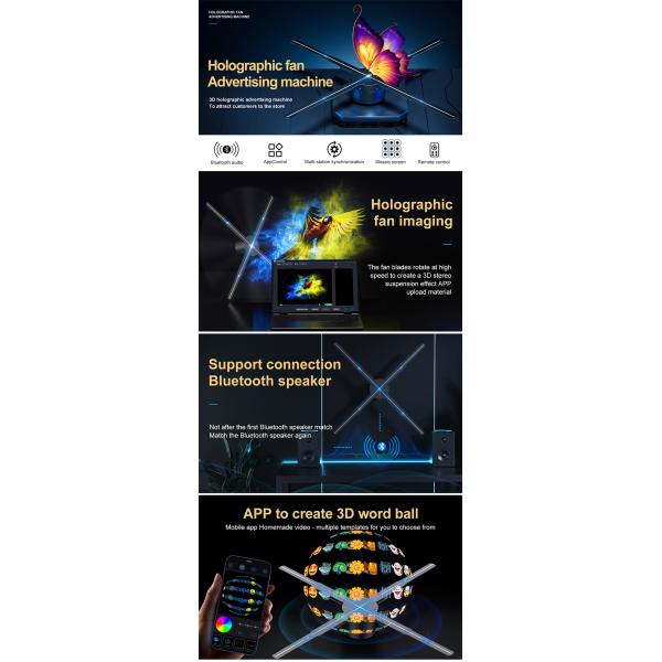 3D Hologram Fan 50Cm 65Cm 42Cm 100Cm Outdoor Advertising OEM Connectivity SD Card APP