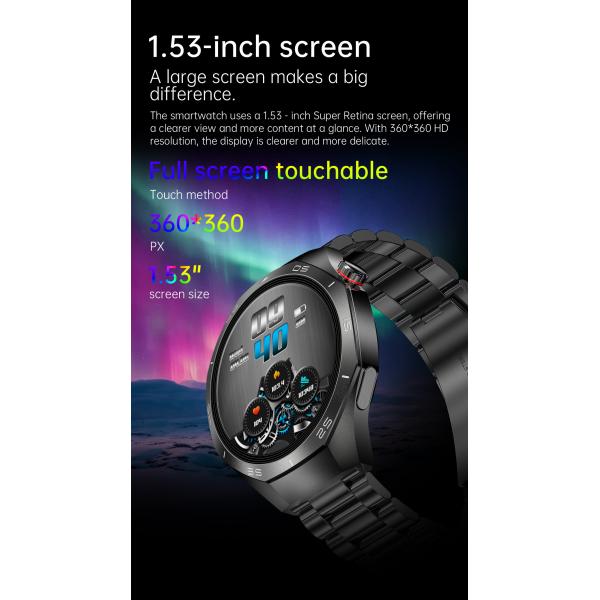 HW95 Smart Watch IP68 1.53inch Sport Watch for Men ECG PPG Fitness Tracker Heart Rate Wristband Round Smart Bracelet