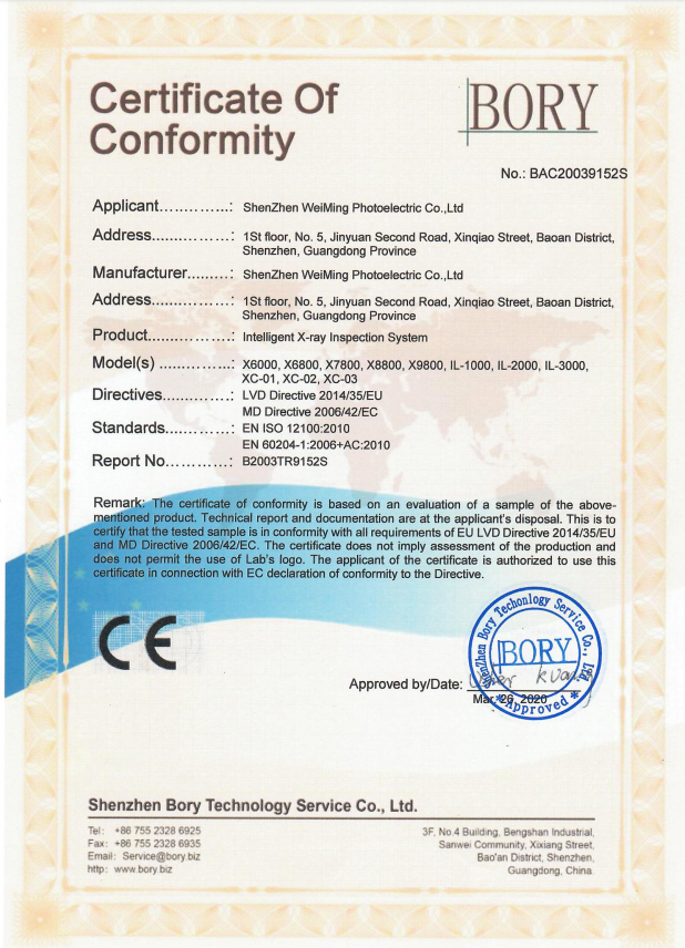 SHENZHEN WEIMING PHOTOELECTRIC CO.,LTD. Certifications