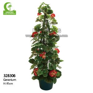 China Lifelike Stunning 85cm Tall Artificial Potted Flower Geranium Outdoor Decorative wholesale