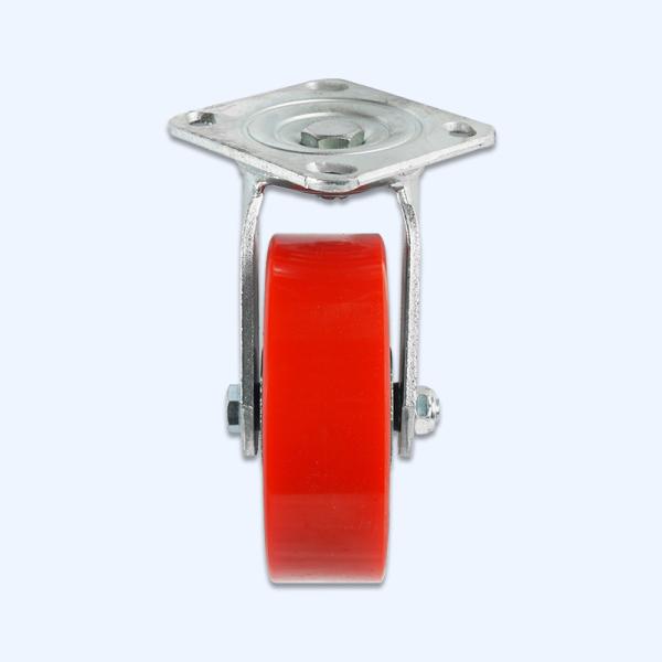 4 5 6 8 10 Inch Red PU Steel Iron Core Heavy Duty Caster Wheel