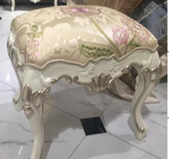 Quality French Classical Style White Dressing Stool Hand - Made Curve 550X440X470 Mm Measure for sale