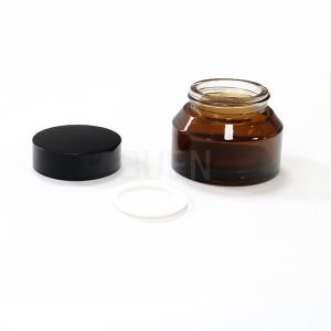 Oblique Shoulder Cream Glass Jars For Cosmetic Packaging 1oz