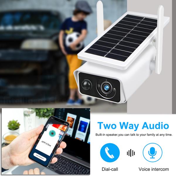 Solar Security Camera Outdoor 360 Degree Motion Detection And Siren Wireless WiFi Rechargeable Solar Battery Camera