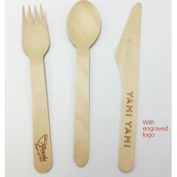 140mm 160mm Birch Disposable Spoon Fork Knife Set Wooden Cutlery for Custom Printing