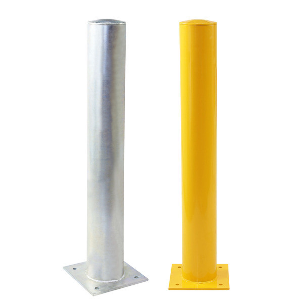 Yellow 1200mm Steel Safety Bollards Barriers Powder Coating Or Hot Dipped