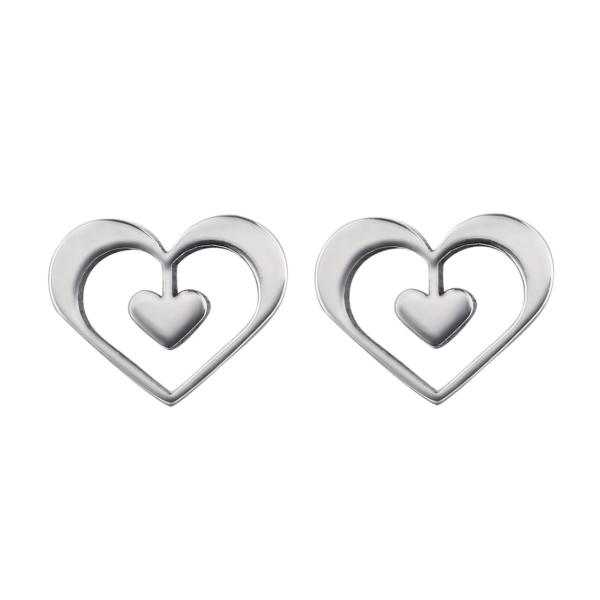 Special double heart shape women stud earrings stainless steel body piercing jewelry