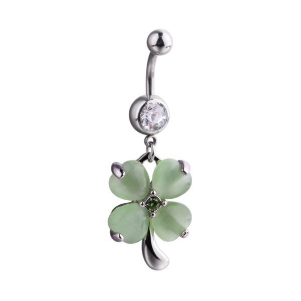 Fashion stainless steel piercing jewelry flower dangle belly button ring for women