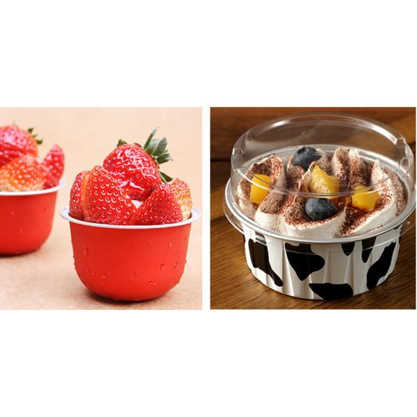 450ml Colorful Aluminum Foil Food Containers Smoothwall Disposable Pudding Baking Cups With Lid