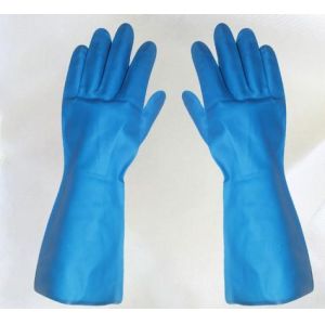 China Waterproof Blue Nitrile Glove Xl 18Mil Chemical Resistant Gloves Nitrile wholesale